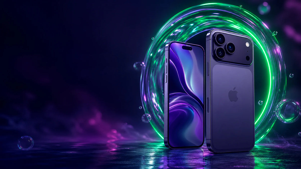 iPhone 17 Pro Max em cenário futurista da VERO para a coleção de capas