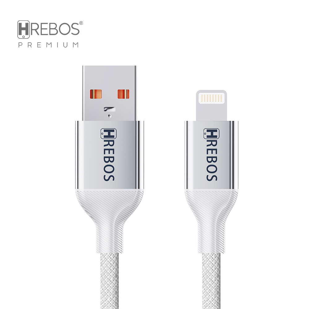 Cabo Hrebos CB-507 branco com conectores USB-A e Lightning