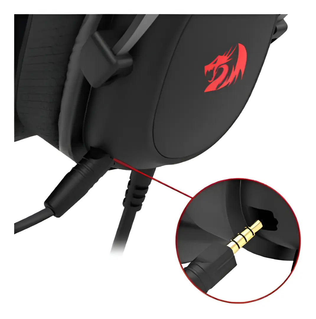 Detalhe do cabo removível do Headset Redragon Zeus Lite preto
