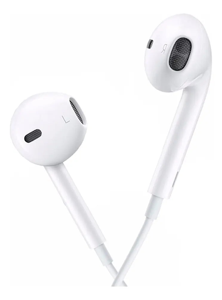 Par de fones Hrebos HS-037 brancos em detalhe