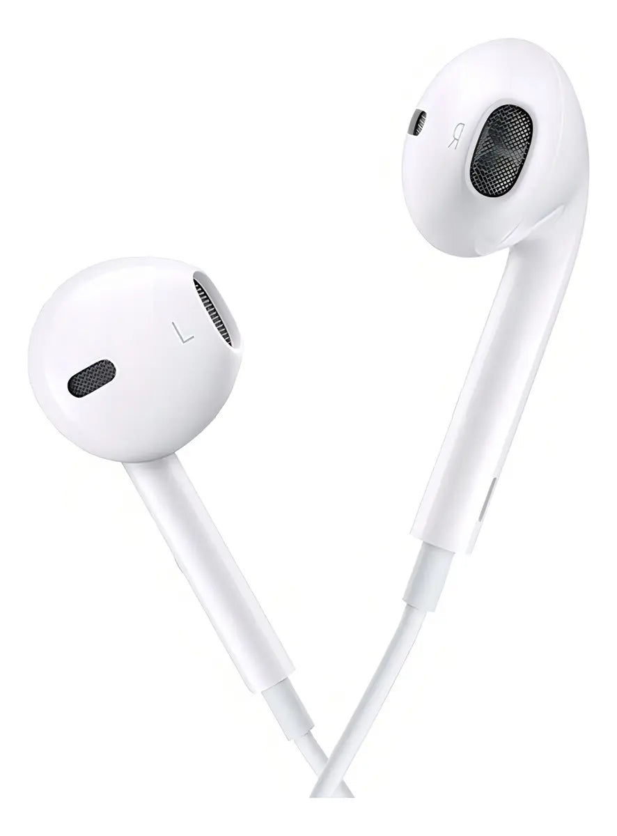 Par de fones Hrebos FN-358 brancos em vista frontal
