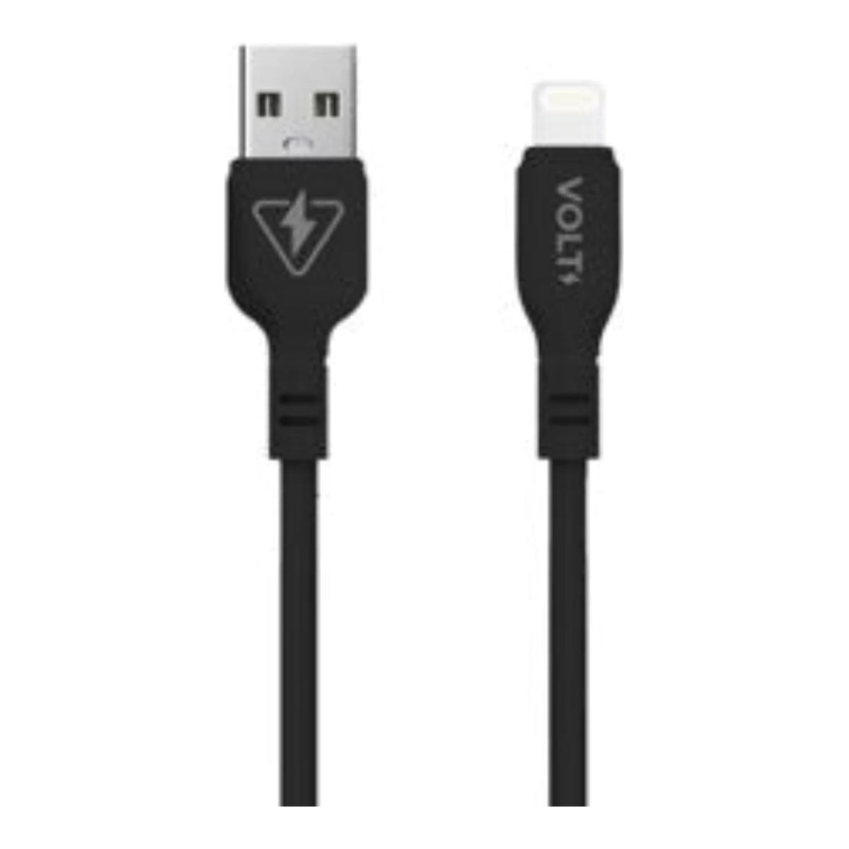 Cabo Volt Flex Pro USB-A para Lightning preto com conectores em destaque