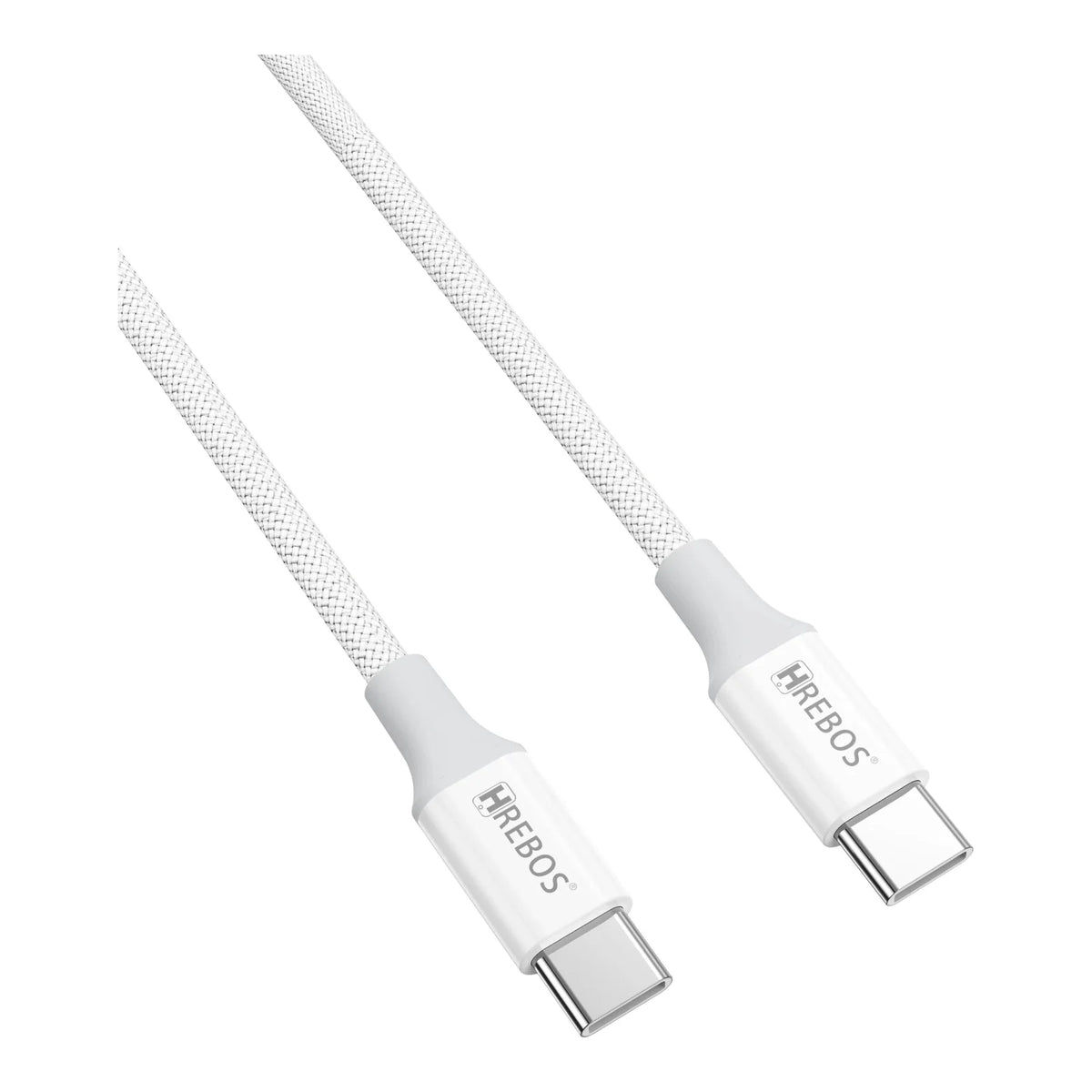 CABO WHITE BRAIDS TYPE-C PARA TYPE-C 1M CB-392 HREBOS BRANCO - imagem 7 de 8
