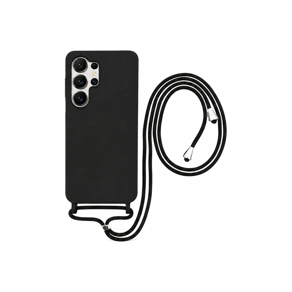 Capa Slim Bag preta para Samsung Galaxy S25 Ultra em vista traseira com cordão