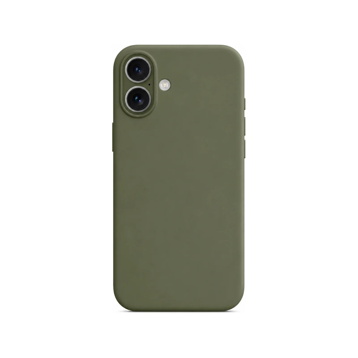 Capa Slim Lisa verde para iPhone 16 em vista traseira