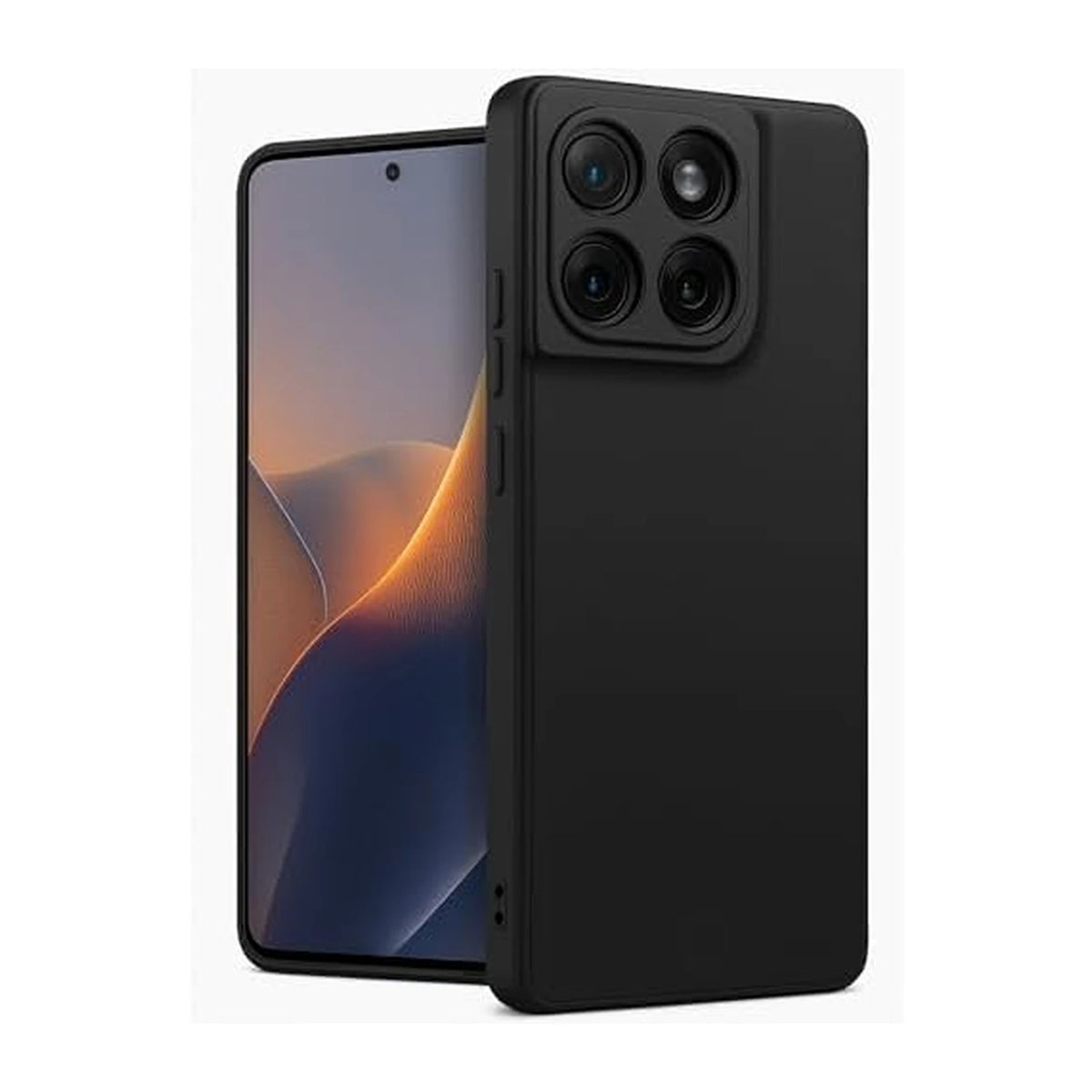 Capa Slim Lisa preta para Motorola Edge 70 Pro exibida com o aparelho em vista frontal e traseira