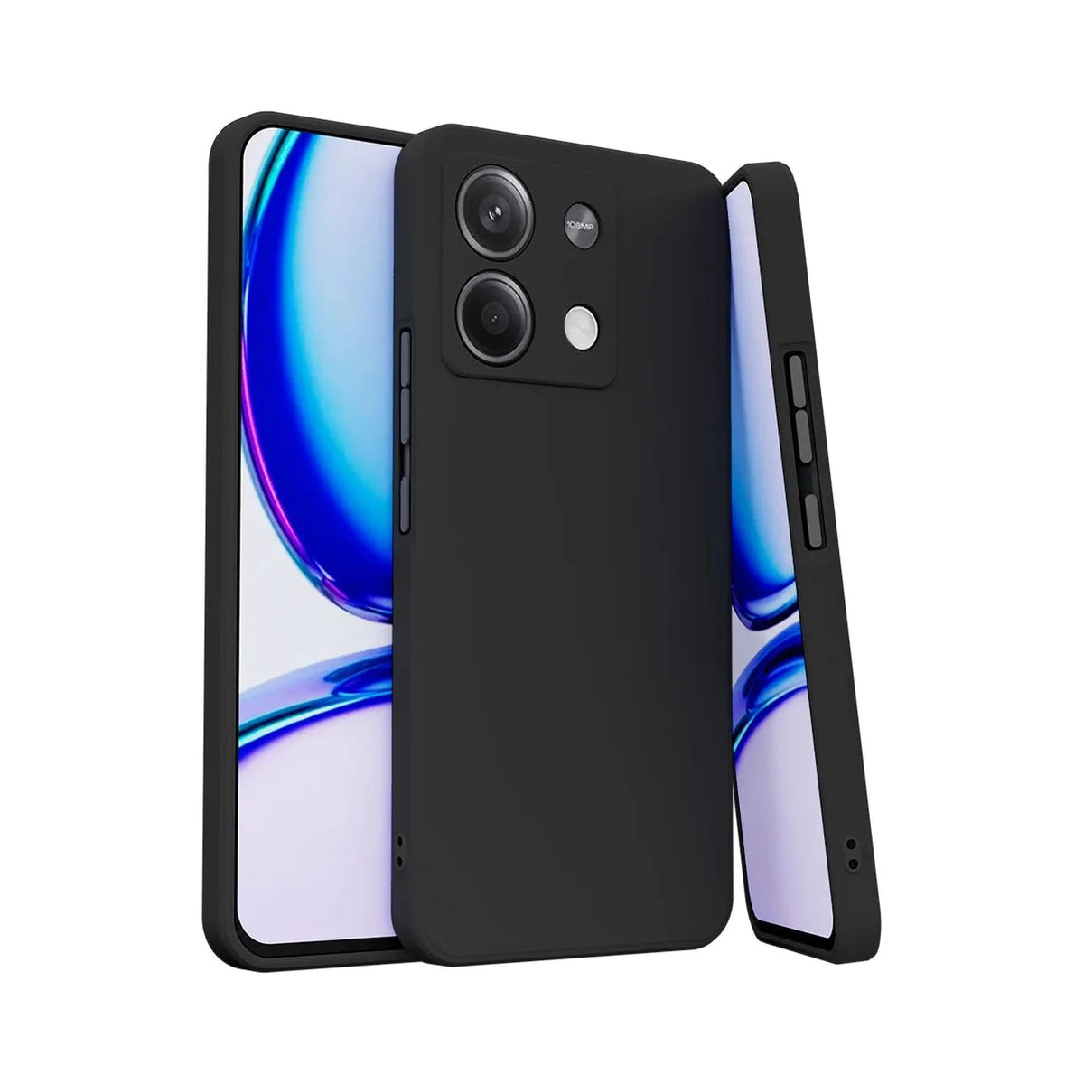 Capa Slim Lisa preta para Motorola Moto G75 exibida em três vistas