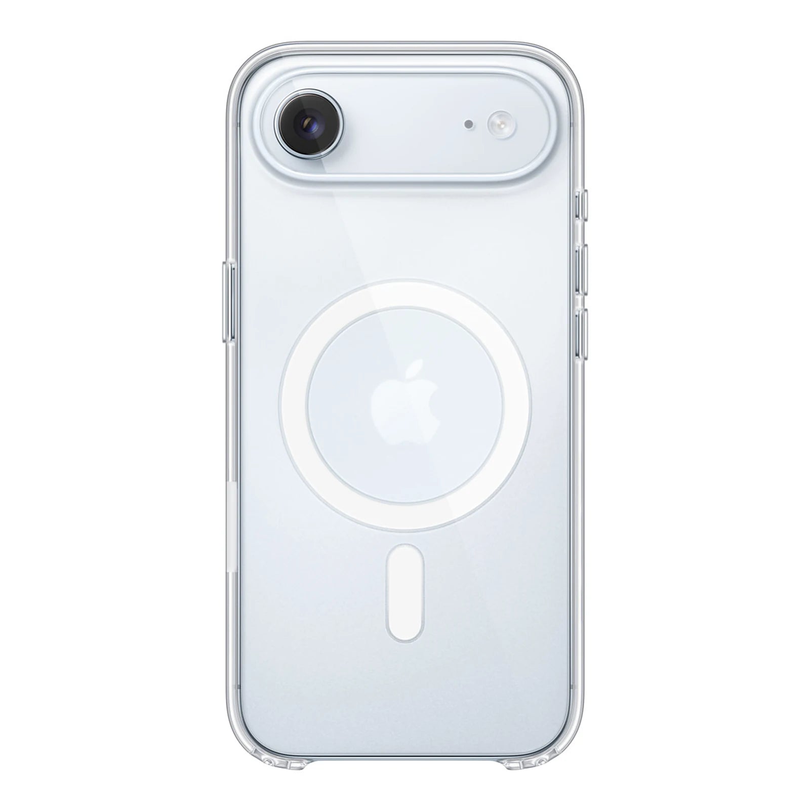 Capa transparente Ultra Impactor Clear MagSafe para iPhone 17 Air aplicada em aparelho azul