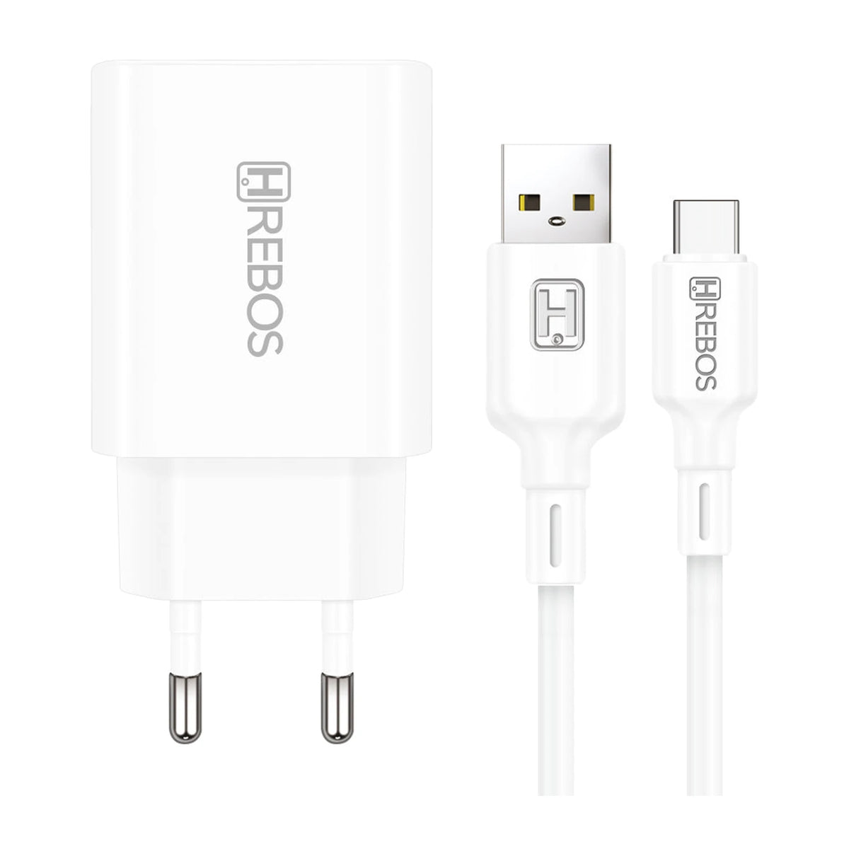 Carregador Hrebos CRG-214 branco com cabo USB-A para USB-C