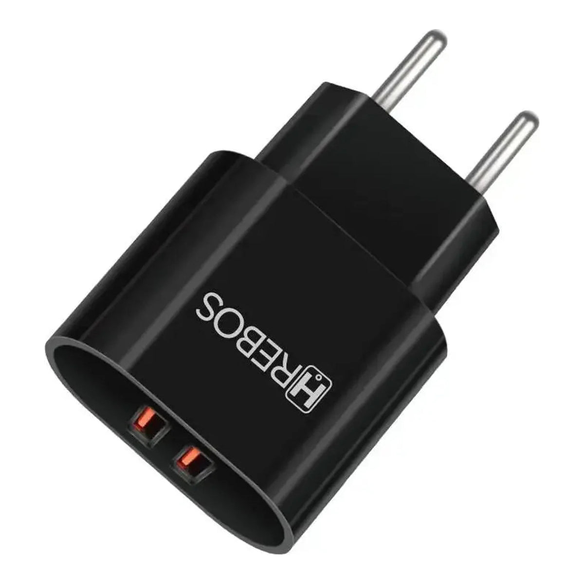 Fonte Carregadora Hrebos Power Duo CRG-397 preta com duas portas USB