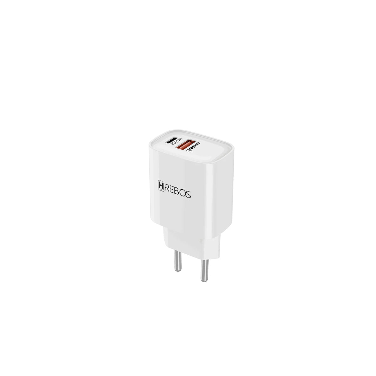 Carregador Hrebos CRG-232 branco em vista frontal elevada