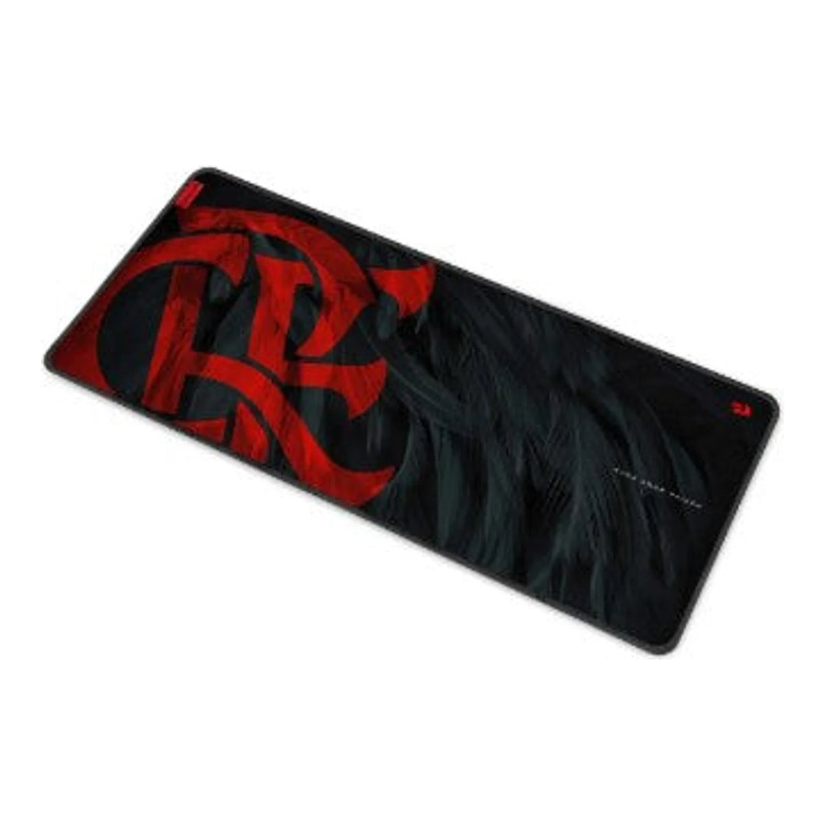 Mouse Pad Gamer Redragon Flamengo Mantle preto e vermelho em perspectiva