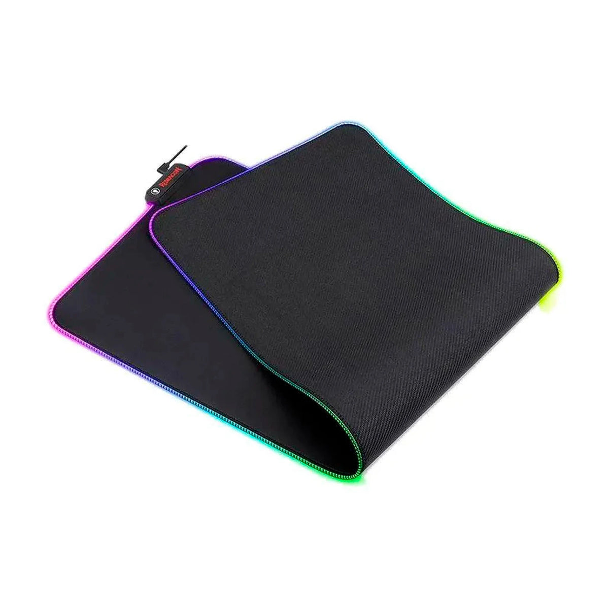 Detalhe da borda RGB do Mouse Pad Gamer Redragon Neptune preto