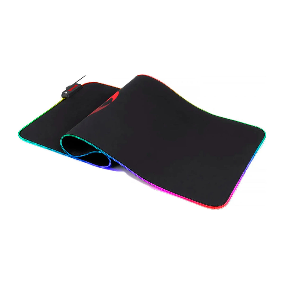 Mouse Pad Gamer Redragon Neptune preto flexionado com borda RGB