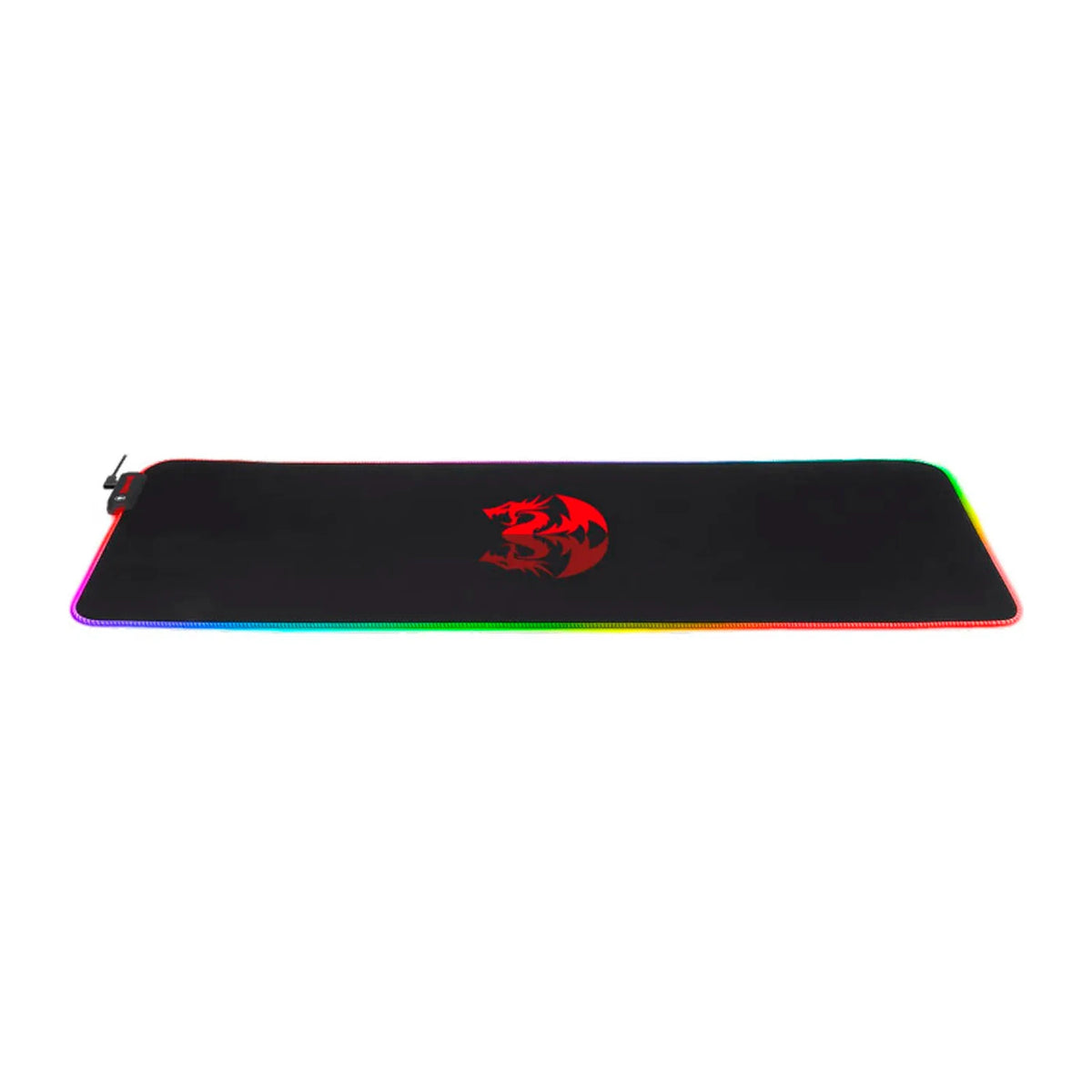 Mouse Pad Gamer Redragon Neptune preto com borda RGB em vista frontal