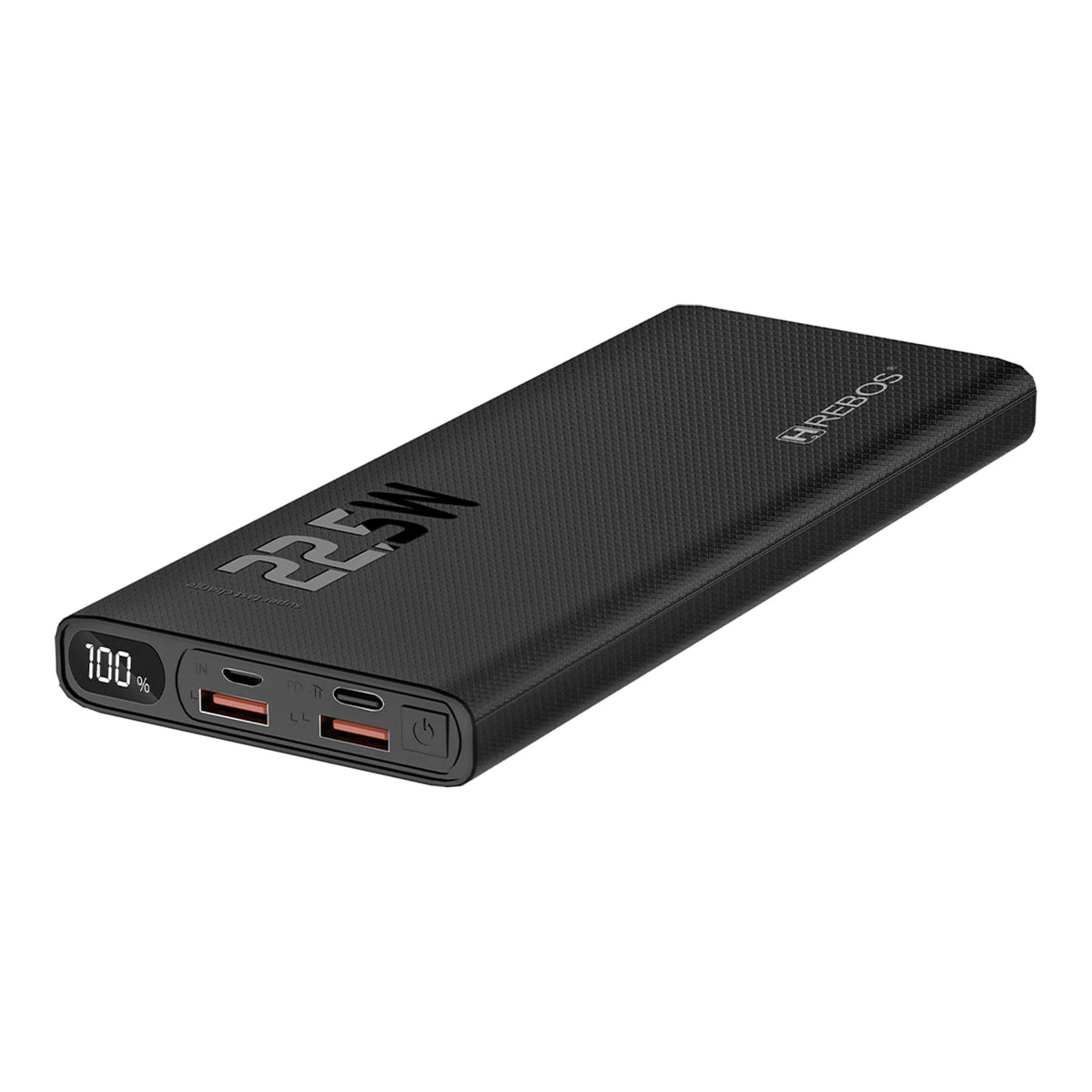 Power Bank Hrebos PB-922 preto com display e portas frontais