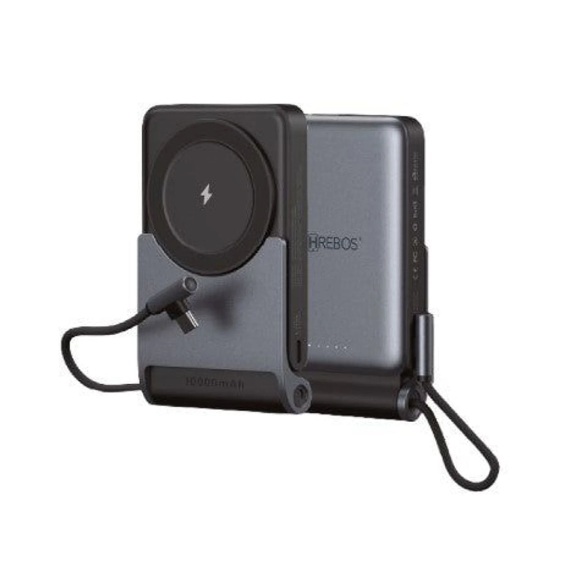 Power Bank Hrebos OryxVolt PB-930 preto acoplado à base articulada