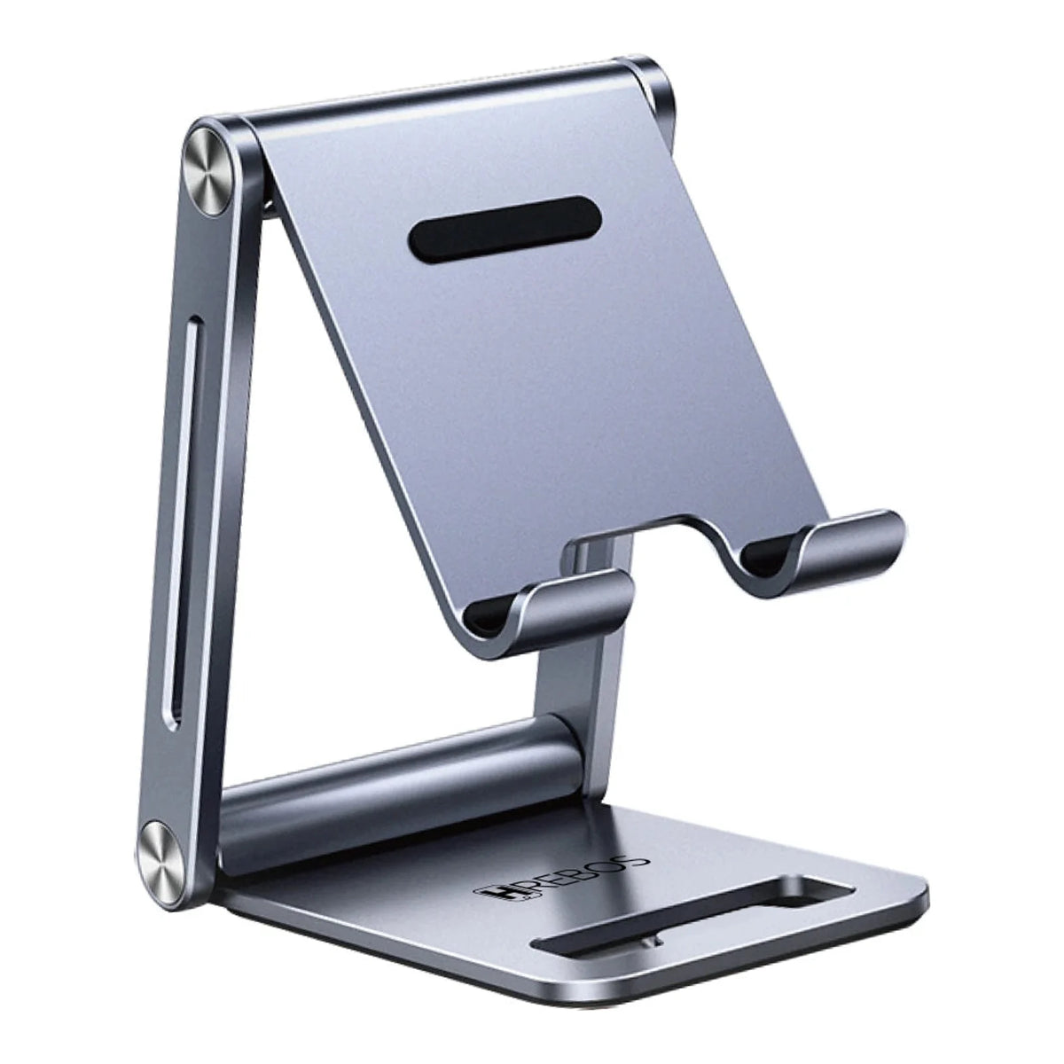 Suporte de Mesa Hrebos Grip Mate Pro SU-249 cinza em perspectiva lateral