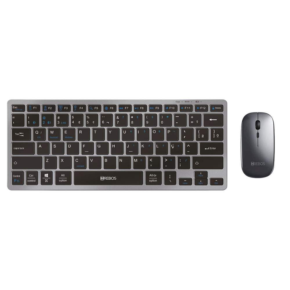 Teclado e mouse sem fio Hrebos IF-215 lado a lado