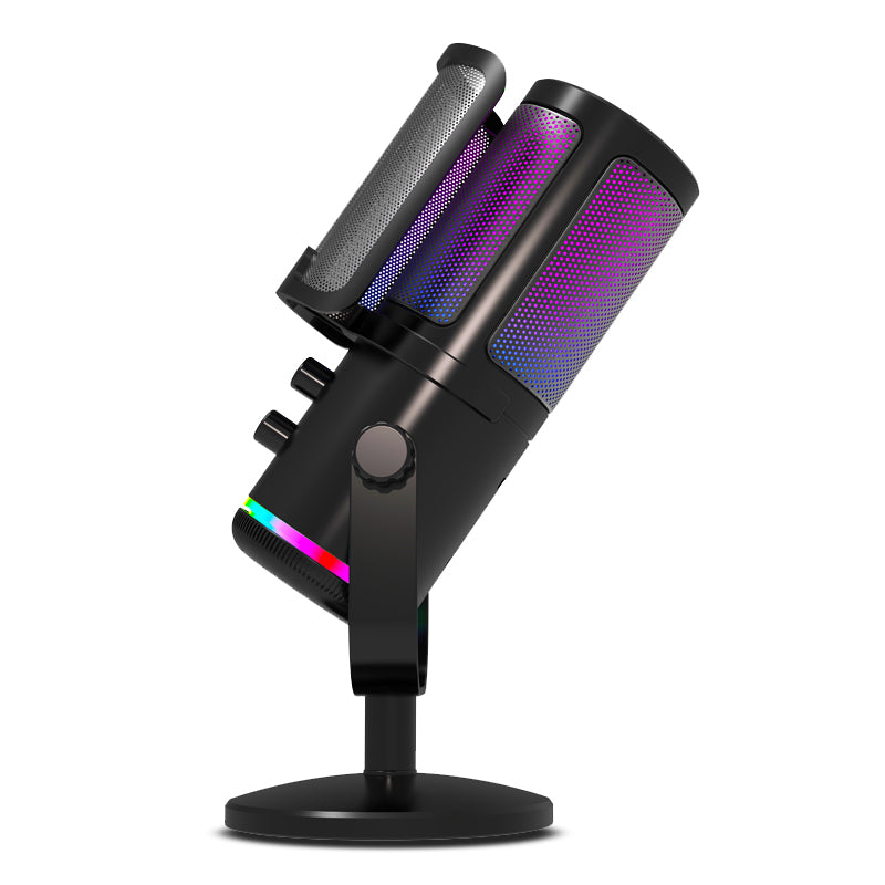 Microfone Hrebos ArcusCast MF-012 preto em vista lateral