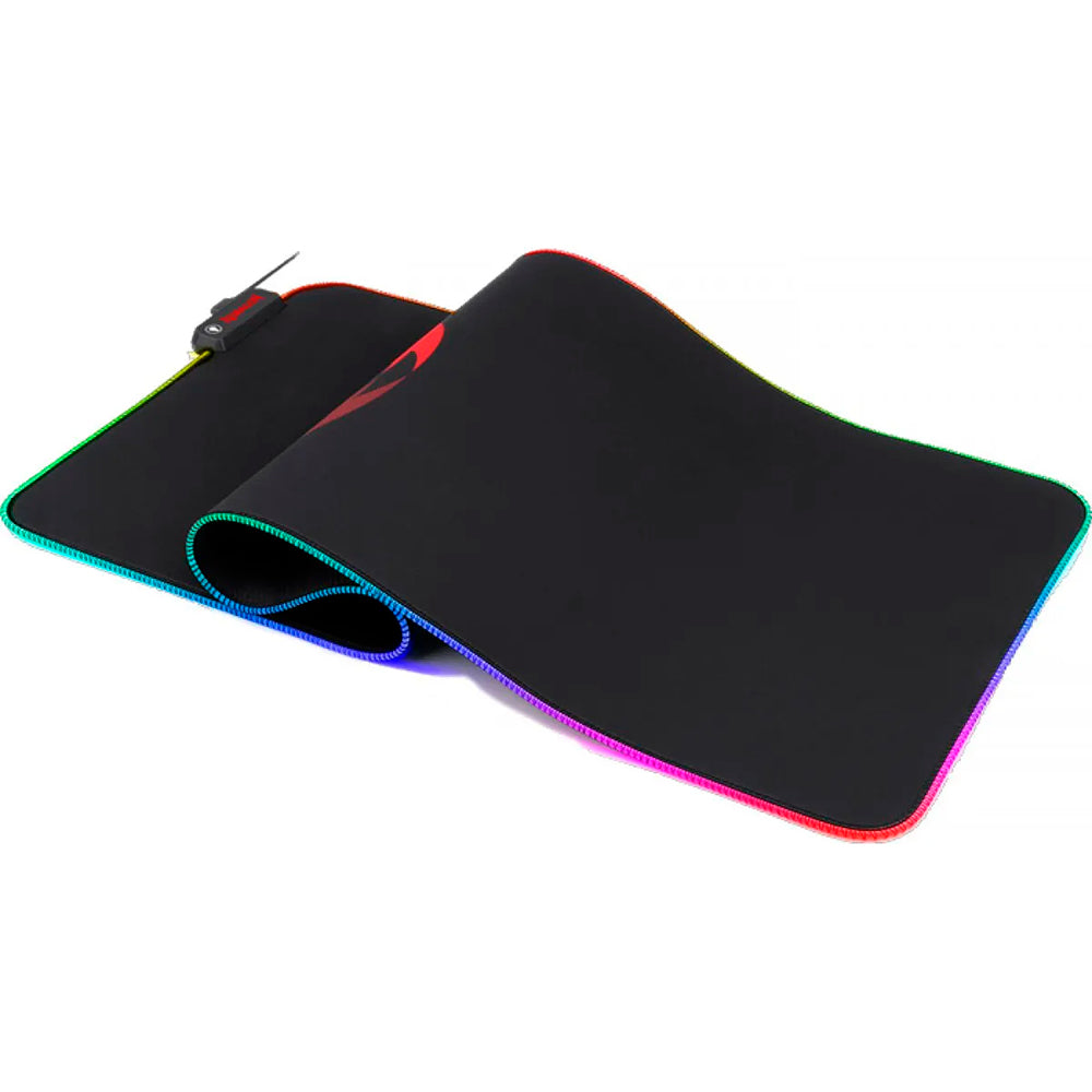 Mouse Pad Gamer Redragon Neptune preto flexionado com borda RGB