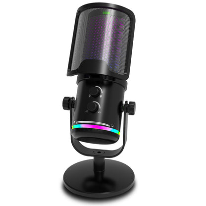 Microfone Hrebos ArcusCast MF-012 preto em vista frontal inclinada