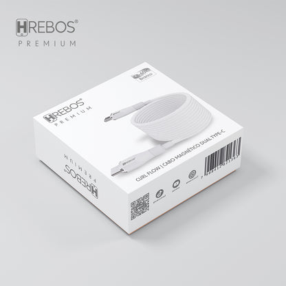 Embalagem do Cabo Hrebos Curl Flow CB-601 branco USB-C para USB-C