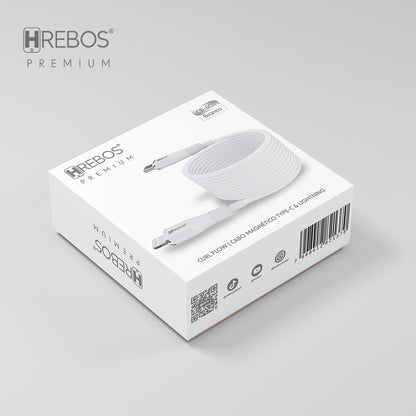 Embalagem do Cabo Hrebos Curl Flow CB-601 branco USB-C para Lightning