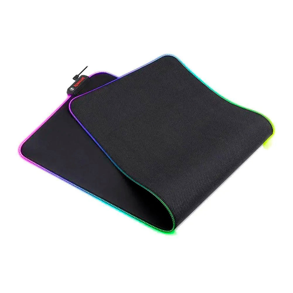 Detalhe da borda RGB do Mouse Pad Gamer Redragon Neptune preto