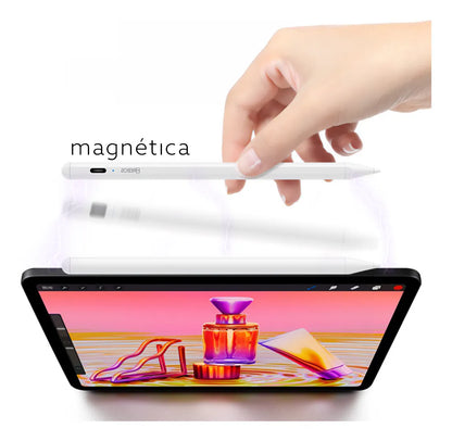 Caneta Hrebos Stylus Pen IF-231 branca posicionada sobre um tablet
