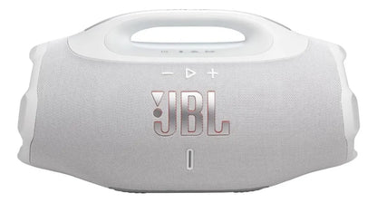 Caixa de Som JBL Boombox 4 branca em vista frontal