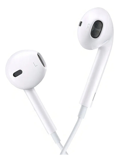 Par de fones Hrebos FN-013 brancos em detalhe