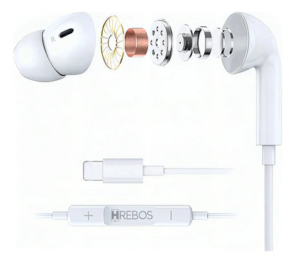 Detalhe em camadas do alto-falante do Fone Hrebos FN-358 branco