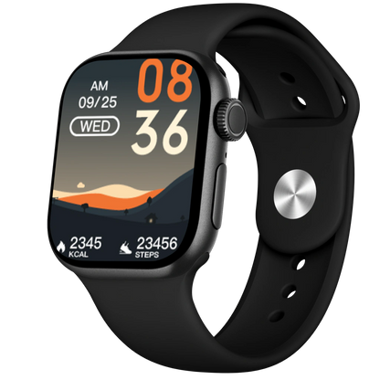 Smartwatch AuraFit A10 Mini preto com mostrador laranja