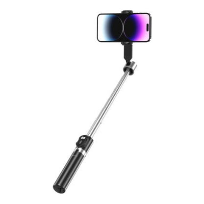 Bastão de Selfie Hrebos IF-105 preto em posições articuladas com smartphone