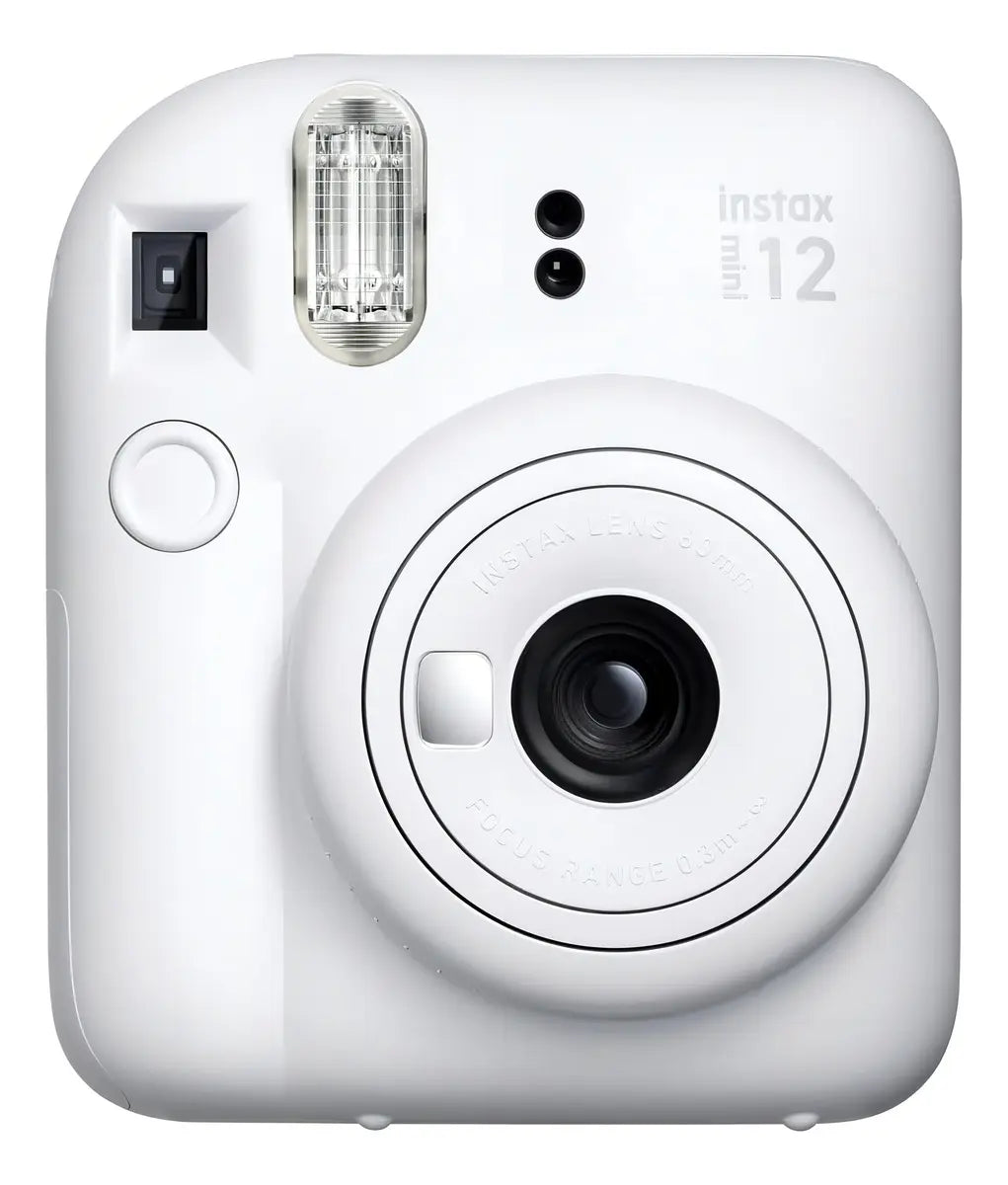 Câmera Instax Mini 12 branca em vista frontal