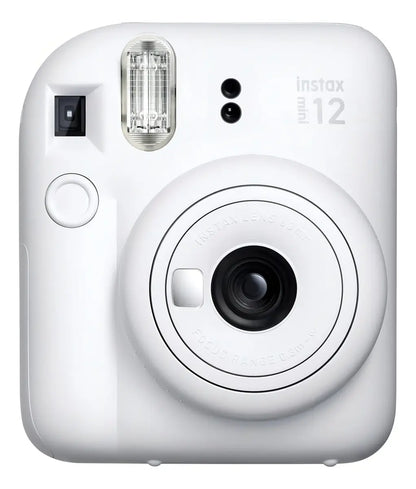 Câmera Instax Mini 12 branca em vista frontal