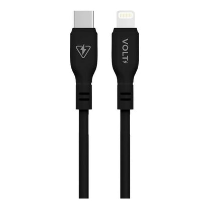 Cabo Volt Flex Pro USB-C para Lightning preto com conectores em destaque