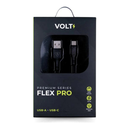 Embalagem frontal do Cabo Volt Flex Pro USB-A para USB-C preto