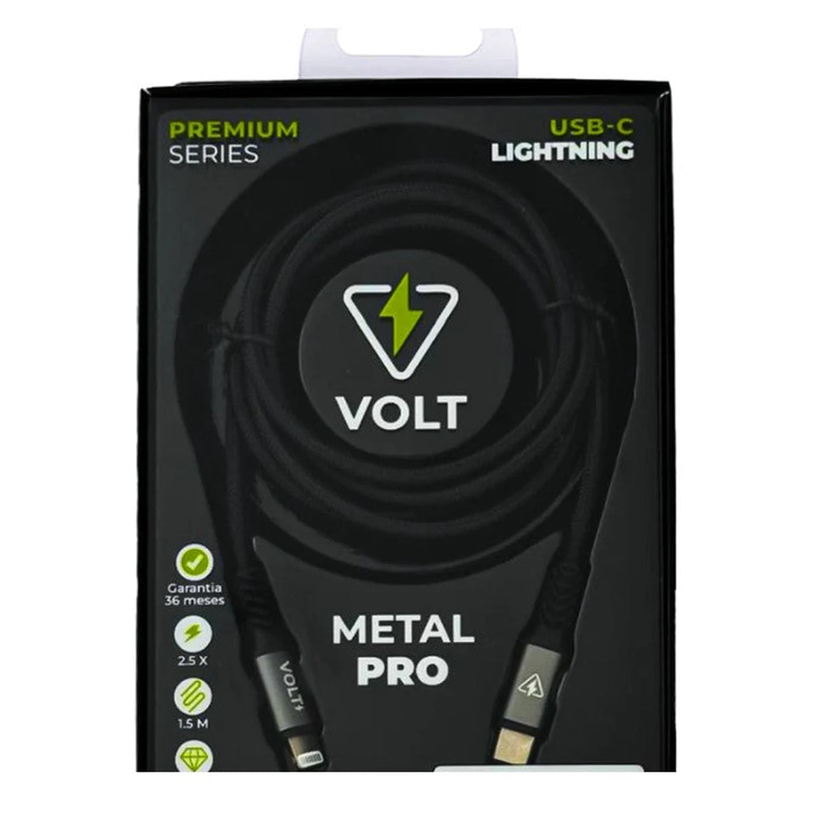 Embalagem frontal do Cabo Volt Metal Pro USB-C para Lightning