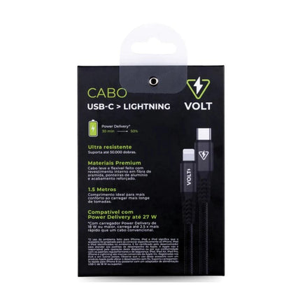 Embalagem traseira do Cabo Volt Metal Pro USB-C para Lightning