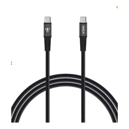Cabo Volt Metal Pro USB-C para USB-C cinza espacial com conectores em destaque