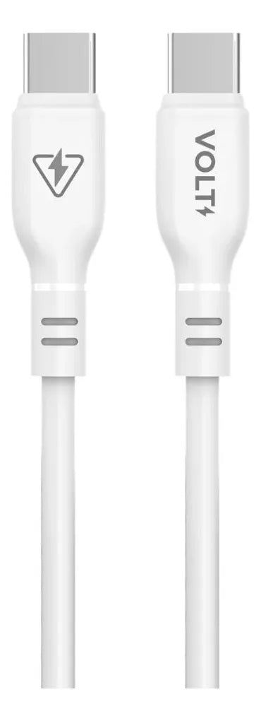 Conectores USB-C do cabo Volt Flex Pro branco de 1,5 m em vista aproximada