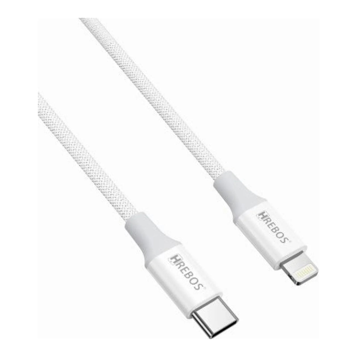 CABO WHITE BRAIDS TYPE-C PARA LIGHTNING 1M CB-392 HREBOS BRANCO - imagem 1 de 6