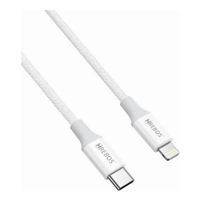 CABO WHITE BRAIDS TYPE-C PARA LIGHTNING 1M CB-392 HREBOS BRANCO - imagem 1 de 6
