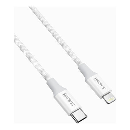 CABO WHITE BRAIDS TYPE-C PARA LIGHTNING 1M CB-392 HREBOS BRANCO - imagem 5 de 6