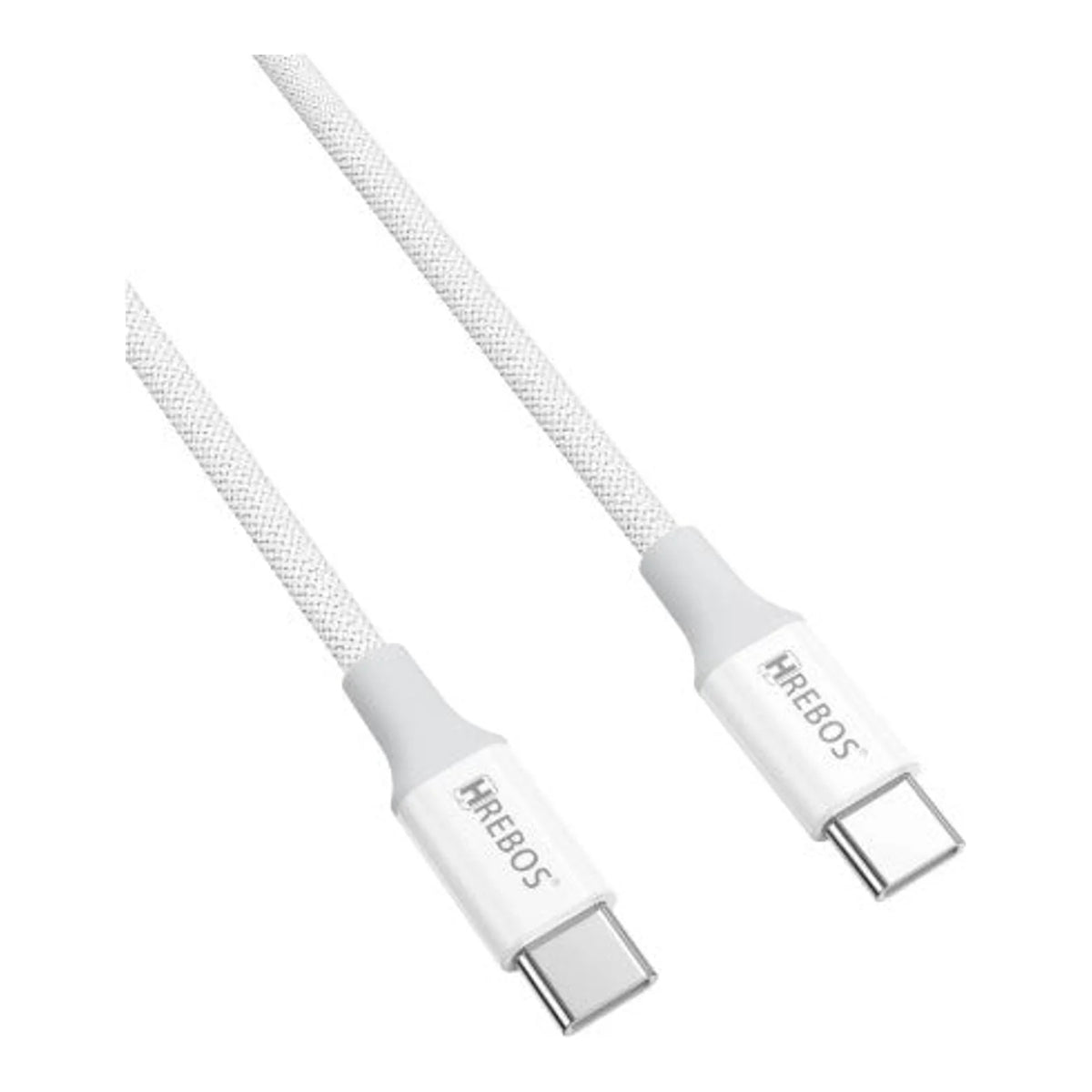 CABO WHITE BRAIDS TYPE-C PARA TYPE-C 1M CB-392 HREBOS BRANCO - imagem 1 de 8