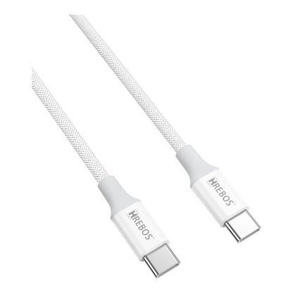 CABO WHITE BRAIDS TYPE-C PARA TYPE-C 1M CB-392 HREBOS BRANCO - imagem 5 de 8