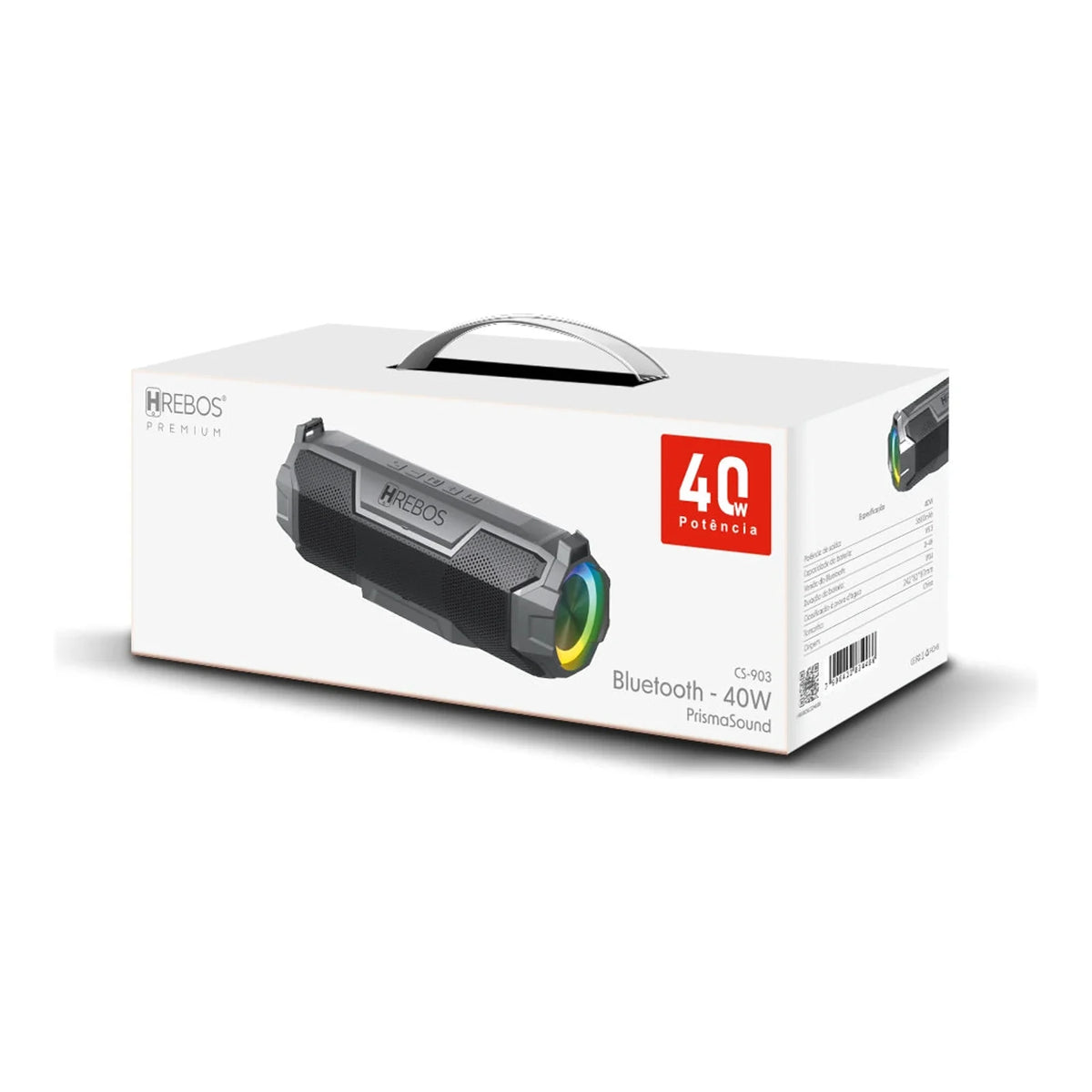 Embalagem branca da Caixa de Som Hrebos Prisma Sound CS-903