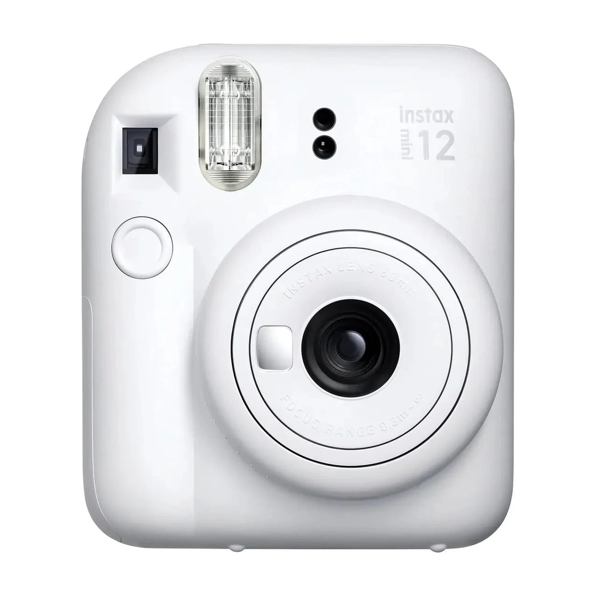 Câmera Instax Mini 12 branca em vista frontal
